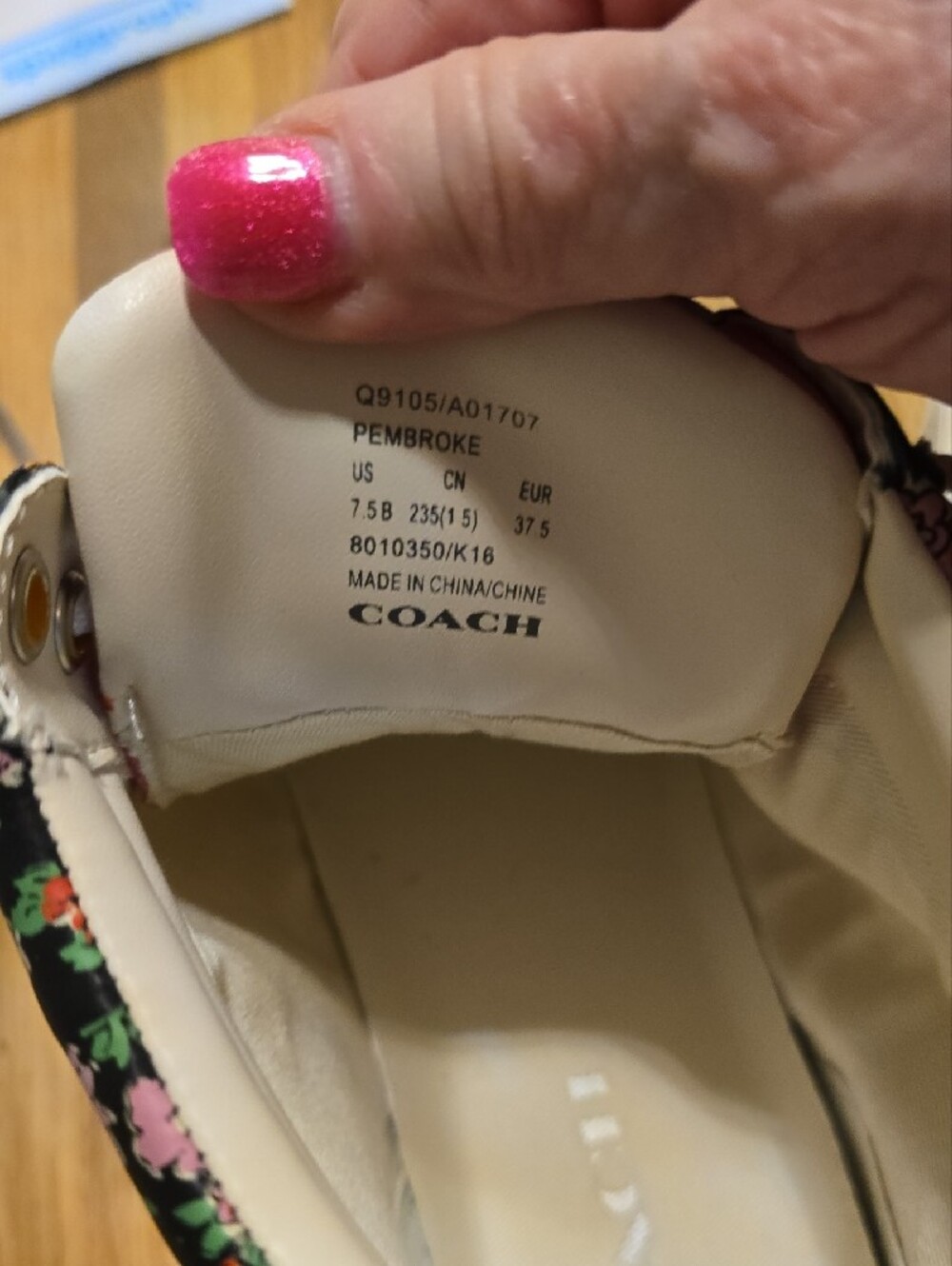 Coach Ladies Floral Red and Purple Low-Top Sneakers - Picture 9 of 11